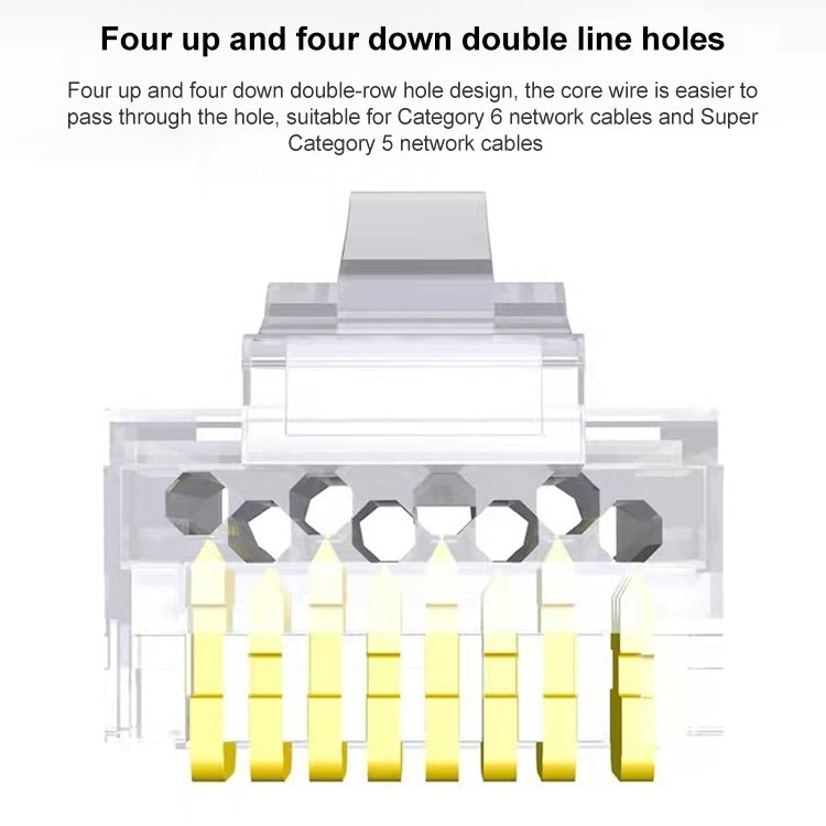 10pcs Cat6e Unshielded Pass Through RJ45 Connector Modular Plug - Lan Cable and Tools by buy2fix | Online Shopping UK | buy2fix