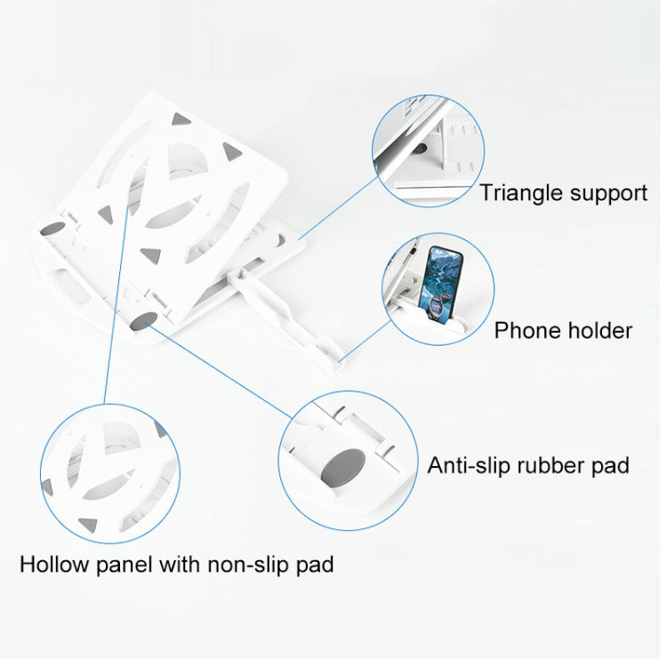 General-purpose Increased Heat Dissipation For Laptops Holder, Style: with Mobile Phone Holder(Black) - Computer & Networking by buy2fix | Online Shopping UK | buy2fix