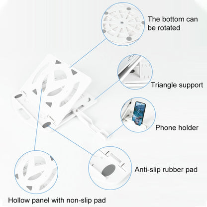 General-purpose Increased Heat Dissipation For Laptops Holder, Style: with Mobile Phone Holder with Rotation (White) - Computer & Networking by buy2fix | Online Shopping UK | buy2fix