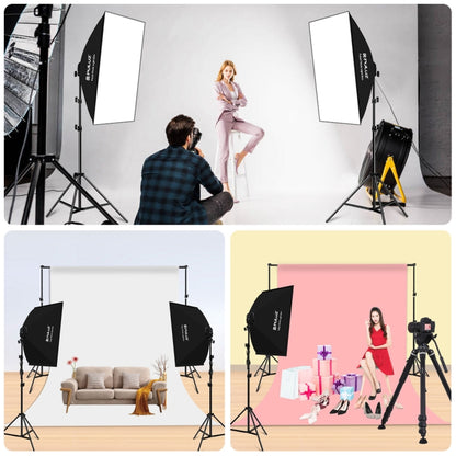 PULUZ Softbox Lighting Kit 2 PCS 50x70cm Professional Photo Studio Photography Light Equipment with 8 x E27 20W E27 Socket Bulb Photography Lighting Kit for Filming Portrait Shooting / Fashion Advertising Photography(US Plug) - Stand Bracket by PULUZ | Online Shopping UK | buy2fix