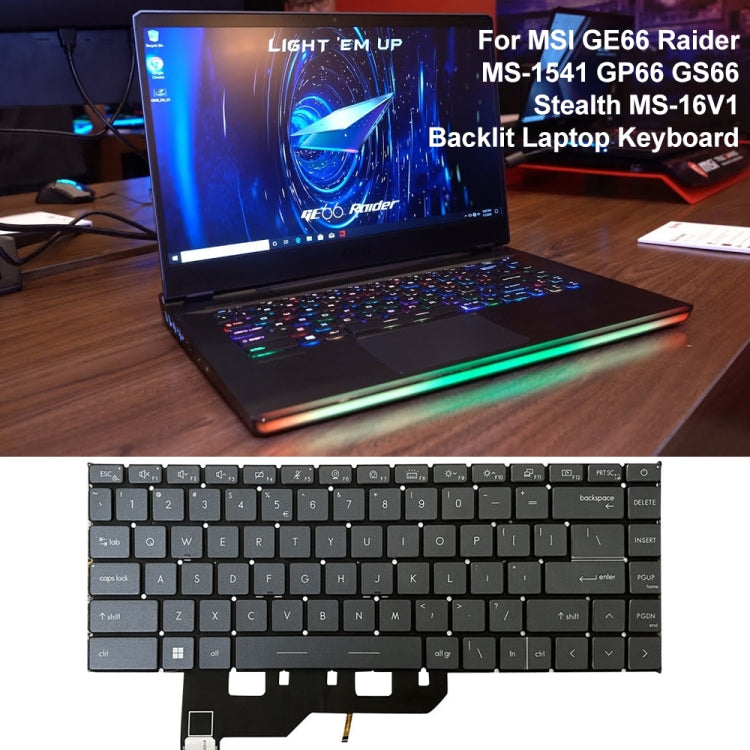 US Version Laptop Keyboard with Backlight for MSI GE66 Raider / MS-1541 / GP66 / MS-1542/1543 / GS66 / MS-16V1 / MS-16V2 / 10SD / 10SE (Grey) - Replacement Keyboards by buy2fix | Online Shopping UK | buy2fix