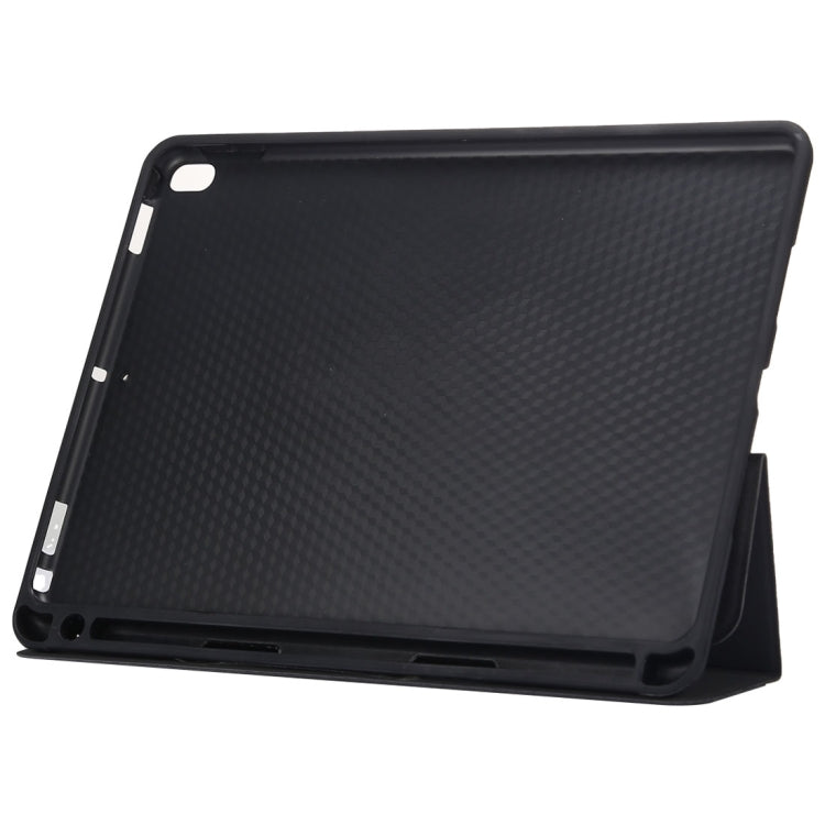 Cloth Texture Pattern Case for iPad 9.7 (2018) & iPad 9.7 inch (2017), with Three-folding Holder & Pen Slots(Black) - Apple Accessories by buy2fix | Online Shopping UK | buy2fix