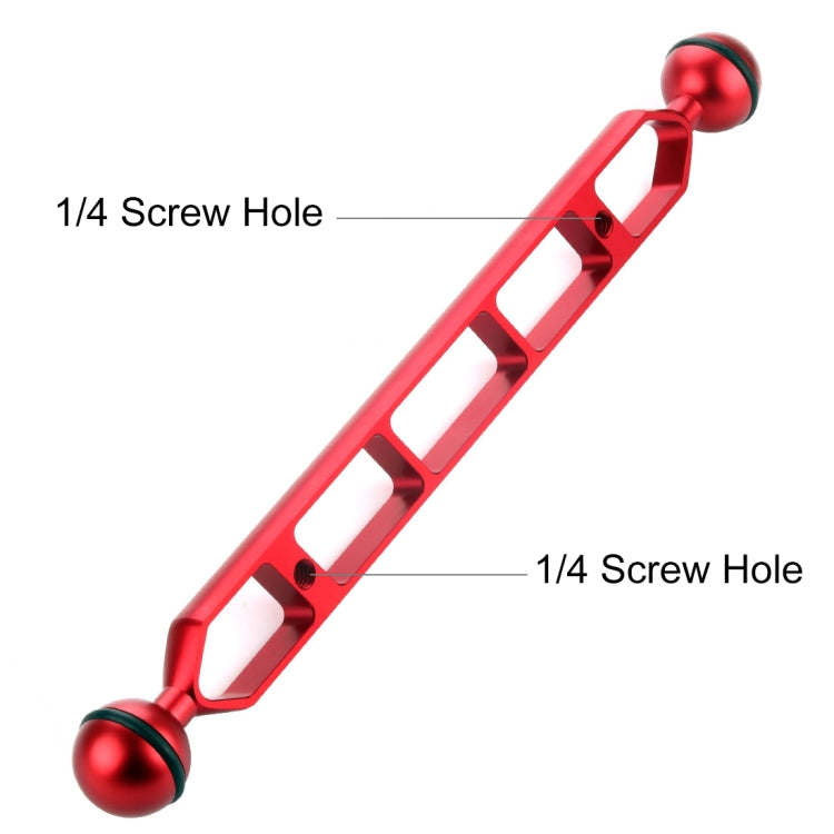 PULUZ 11.0 inch 27.9cm Aluminum Alloy Dual Balls Arm, Ball Diameter: 25mm(Red) - Diving Accessories by PULUZ | Online Shopping UK | buy2fix