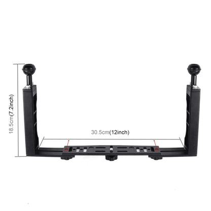 PULUZ Dual Handle Aluminium Tray Stabilizer with Dual Ball Aluminum Alloy Clamp for Underwater Camera Housings - Camera Accessories by PULUZ | Online Shopping UK | buy2fix