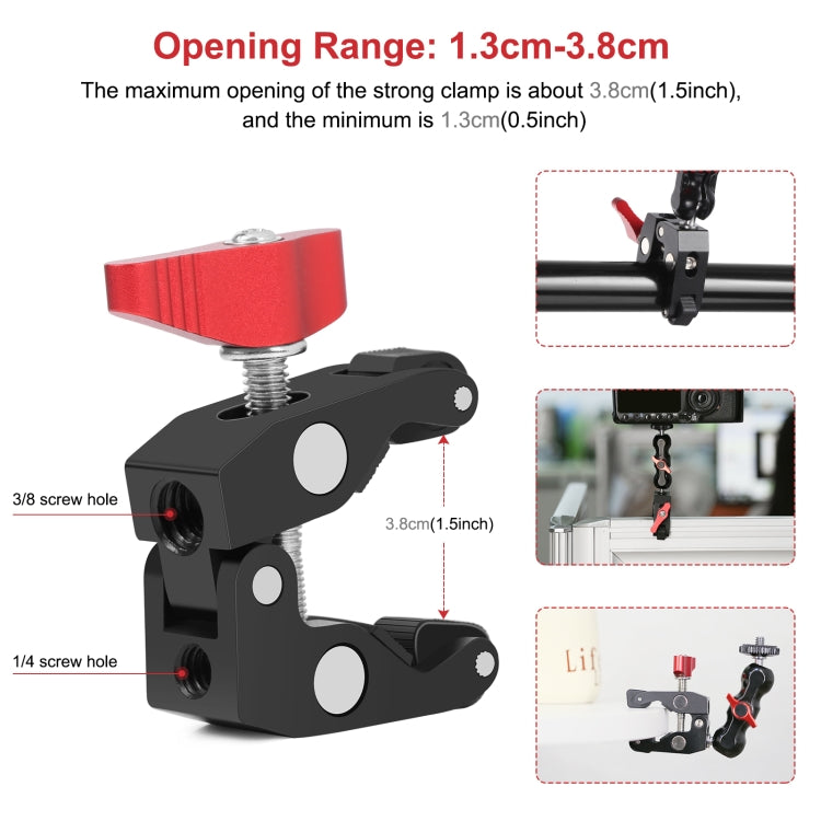 PULUZ Multi-function Magic Arm Ball Mount Clamp Crab Pliers Clip(Red) - Camera Accessories by PULUZ | Online Shopping UK | buy2fix