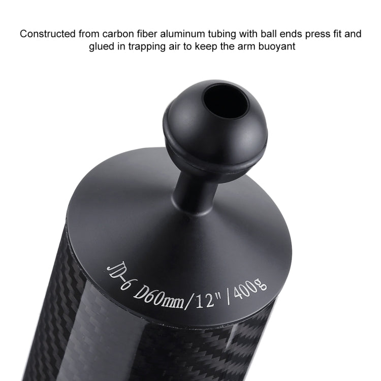 PULUZ 12.79 inch 32.5cm Length 60mm Diameter Dual Balls Carbon Fiber Floating Arm, Ball Diameter: 25mm, Buoyancy: 400g - Camera Accessories by PULUZ | Online Shopping UK | buy2fix