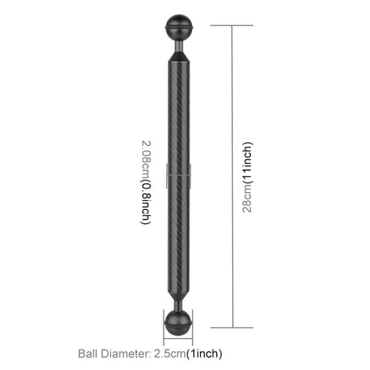 PULUZ 11 inch 28cm Length 20.8mm Diameter Dual Balls Carbon Fiber Floating Arm, Ball Diameter: 25mm(Black) - Diving Accessories by PULUZ | Online Shopping UK | buy2fix