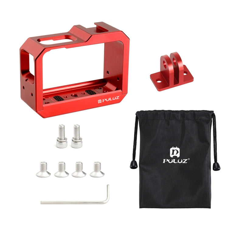 PULUZ Aluminum alloy Frame Mount Protective Case Cage with Cold Shoe Base Slot & Tripod Base Adapter for Insta360 One R(Red) - DJI & GoPro Accessories by PULUZ | Online Shopping UK | buy2fix