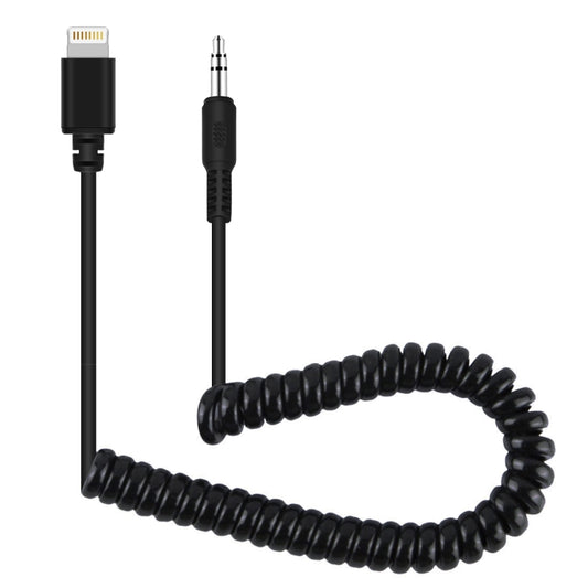 PULUZ 3.5mm TRRS Male to 8 Pin Male Live Microphone Audio Adapter Spring Coiled Cable for iPhone, Cable Stretching to 100cm(Black) - Consumer Electronics by PULUZ | Online Shopping UK | buy2fix