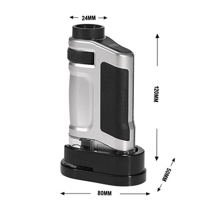 20X - 40X Magnification Zoom Lens Pocket Microscope with LED Light(Silver) - Digital Microscope by buy2fix | Online Shopping UK | buy2fix