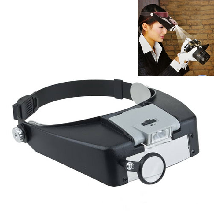 Headband Style 1.5X / 3X / 8.5X / 10X Magnifier with 2 LED Lights(Grey) - Consumer Electronics by buy2fix | Online Shopping UK | buy2fix