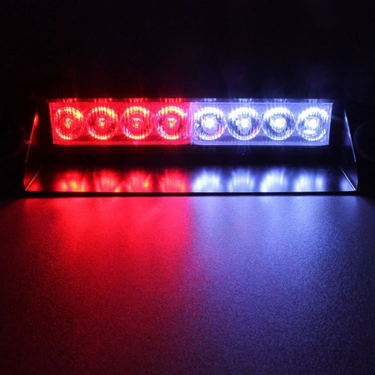 8W 800LM 8-LED White + Red Light 3-Modes Adjustable Angle Car Strobe Flash Dash Emergency Light Warning Lamp with Suckers, DC 12V - In Car by buy2fix | Online Shopping UK | buy2fix