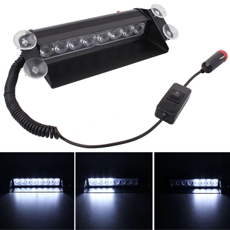 8W 800LM 8-LED White Light 3-Modes Adjustable Angle Car Strobe Flash Dash Emergency Light Warning Lamp with Suckers, DC 12V - In Car by buy2fix | Online Shopping UK | buy2fix