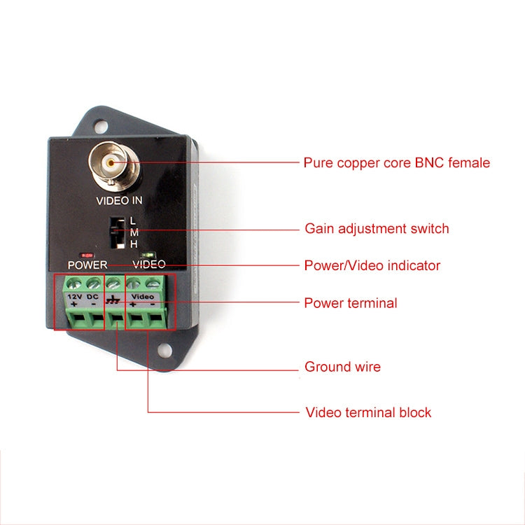 Active CCTV UTP Twisted Pair Video Balun Transmitter and Receiver - Security by buy2fix | Online Shopping UK | buy2fix