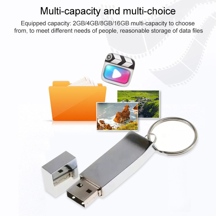 Metallic on Key Ring Style USB 2.0 Flash Disk (16GB)(Silver) - Computer & Networking by buy2fix | Online Shopping UK | buy2fix