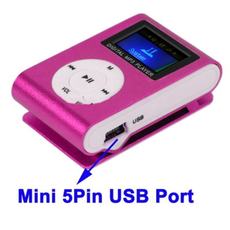 TF / Micro SD Card Slot MP3 Player with LCD Screen, Metal Clip(Magenta) - Consumer Electronics by buy2fix | Online Shopping UK | buy2fix