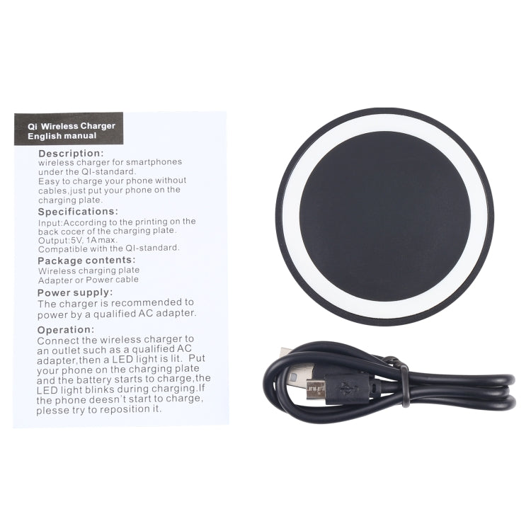 5W Universal QI Standard Round Wireless Charging Pad (Black + White) - Wireless Charger by buy2fix | Online Shopping UK | buy2fix