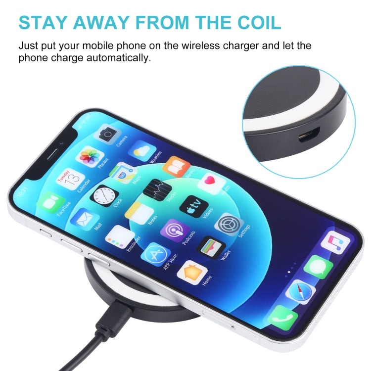 5W Universal QI Standard Round Wireless Charging Pad (Black + White) - Wireless Charger by buy2fix | Online Shopping UK | buy2fix