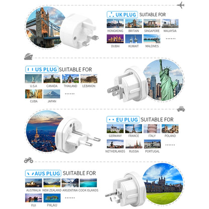 All in 1 EU + AU + UK + US Plug Travel Universal Adaptor(White) - Consumer Electronics by buy2fix | Online Shopping UK | buy2fix