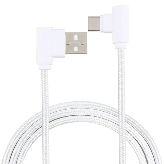 1.2m 2A 90 Copper Wires Woven Elbow USB-C / Type-C 3.1 to USB 2.0 Data / Charger Cable(White) - USB-C & Type-C Cable by buy2fix | Online Shopping UK | buy2fix