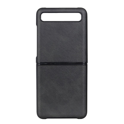 For Galaxy Z Flip Two-color Cow Leather Texture Folding Protective Case(Black) - Samsung Accessories by buy2fix | Online Shopping UK | buy2fix