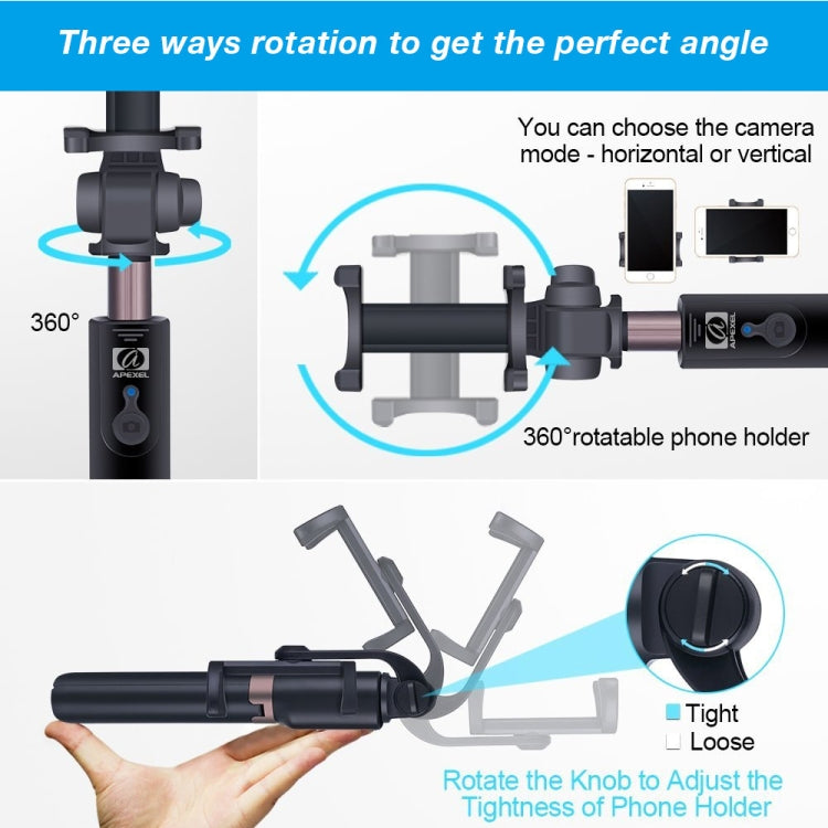 APEXEL APL-D3 Universal Live Broadcast Multifunctional Aluminum Alloy Bluetooth Selfie Stick with Tripod - Stand by APEXEL | Online Shopping UK | buy2fix