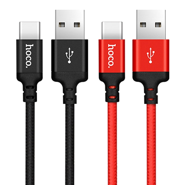 hoco X14 2m Nylon Braided Aluminium Alloy USB-C / Type-C to USB Data Sync Charging Cable(Red) - USB-C & Type-C Cable by hoco | Online Shopping UK | buy2fix