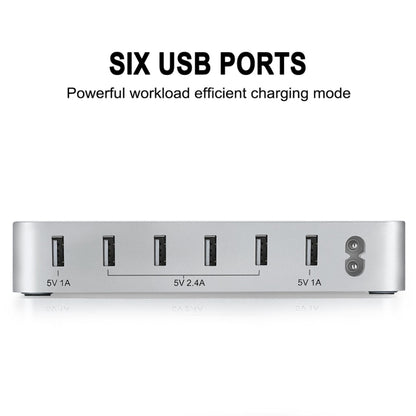 008 Multi-function DC5V/10A (Max) Output 6 Ports USB Detachable Charging Station Smart Charger(Silver) - Multifunction Charger by buy2fix | Online Shopping UK | buy2fix