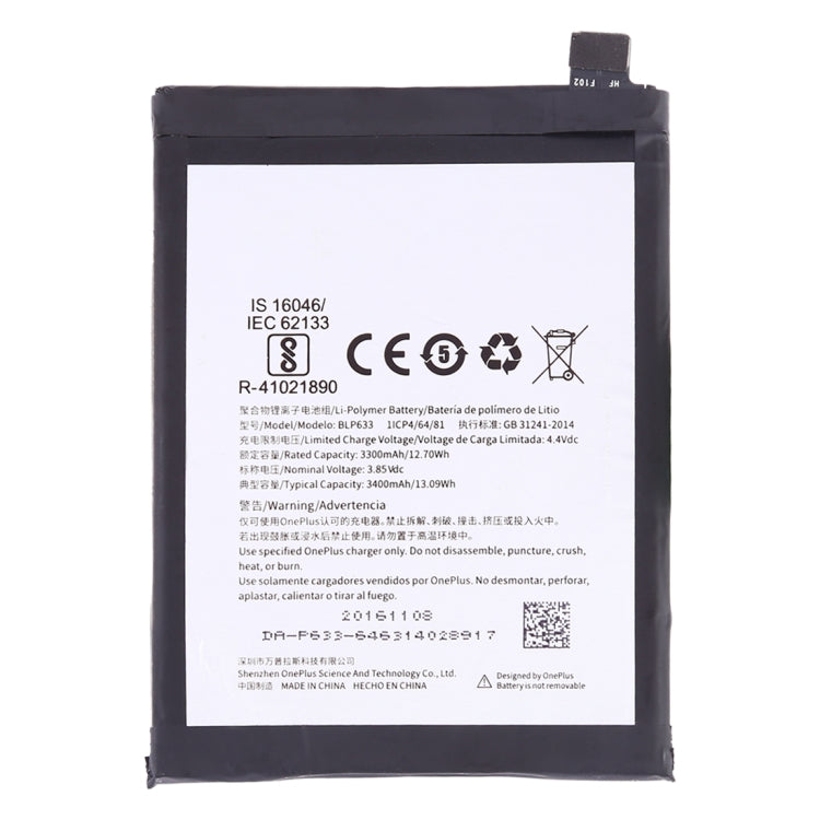 3300mAh BLP633 for OnePlus 3T Li-Polymer Battery - For OnePlus by buy2fix | Online Shopping UK | buy2fix