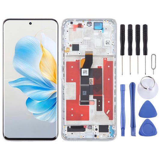 For Honor 100 Original LCD Screen Digitizer Full Assembly with Frame (Silver) - LCD Screen by buy2fix | Online Shopping UK | buy2fix