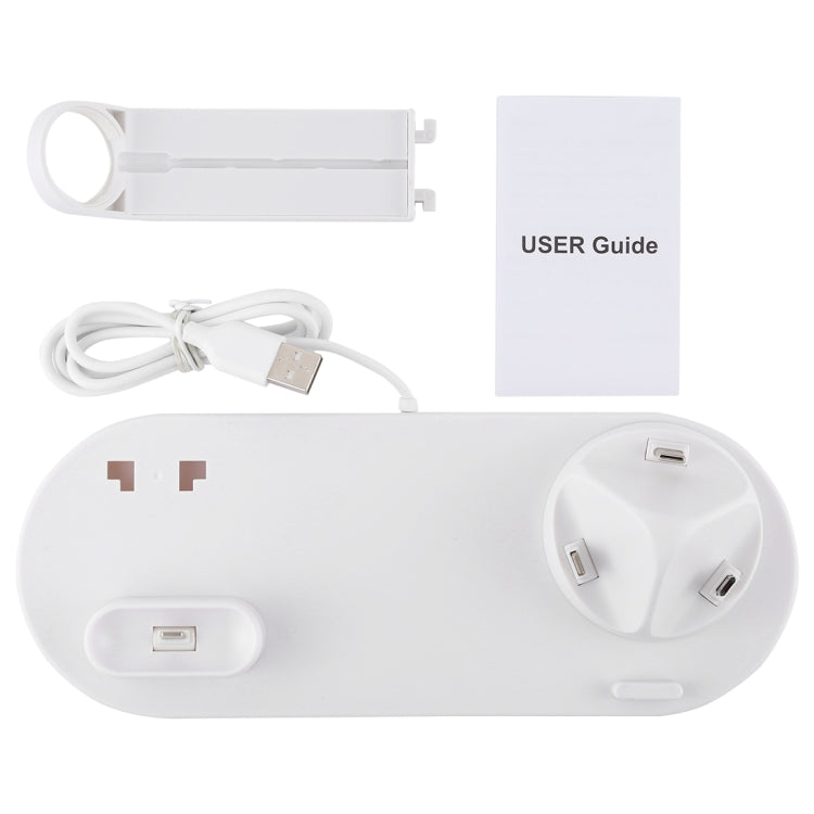 HQ-UD15 5 in 1 Micro USB + USB-C / Type-C + 8 Pin Interface Phone Charging Base with 8 Pin Earphone Charging Interface & Watch Stand(White) - Multifunction Charger by buy2fix | Online Shopping UK | buy2fix