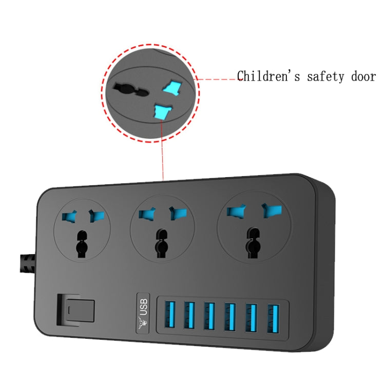 T09 3000W High Power Multi-Function Plug-in 3-Hole International Universal Jack + 6 USB Intelligent Charging US PLUG - Consumer Electronics by buy2fix | Online Shopping UK | buy2fix