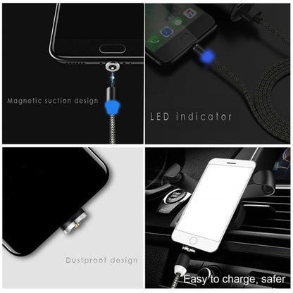 2 in 1 USB to Micro USB + USB-C / Type-C Magnetic Metal Connector Nylon Two-color Braided Magnetic Data Cable, Cable Length: 1m(Black) - Mobile Accessories by buy2fix | Online Shopping UK | buy2fix