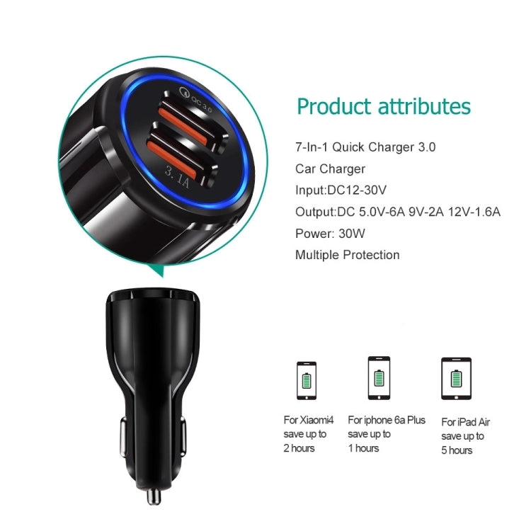 Qc3.0 Dual USB 6A Vehicle Fast Charger / Mobile Phone Tablet Fast Charging(Black) - Car Charger by buy2fix | Online Shopping UK | buy2fix