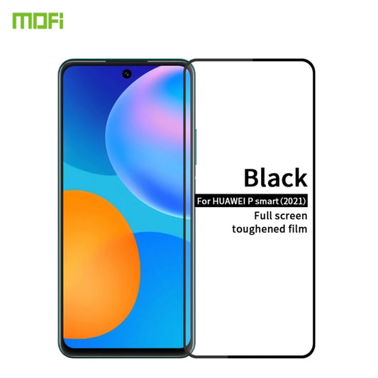 For Huawei P smart 2021 MOFI 9H 2.5D Full Screen Tempered Glass Film(Black) - Huawei Tempered Glass by PINWUYO | Online Shopping UK | buy2fix