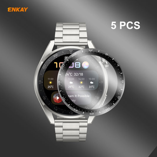 5 PCS For Huawei WATCH 3 Pro 48mm ENKAY Hat-Prince 3D Full Coverage Soft PC Edge + PMMA HD Screen Protector Film - Screen Protector by ENKAY | Online Shopping UK | buy2fix