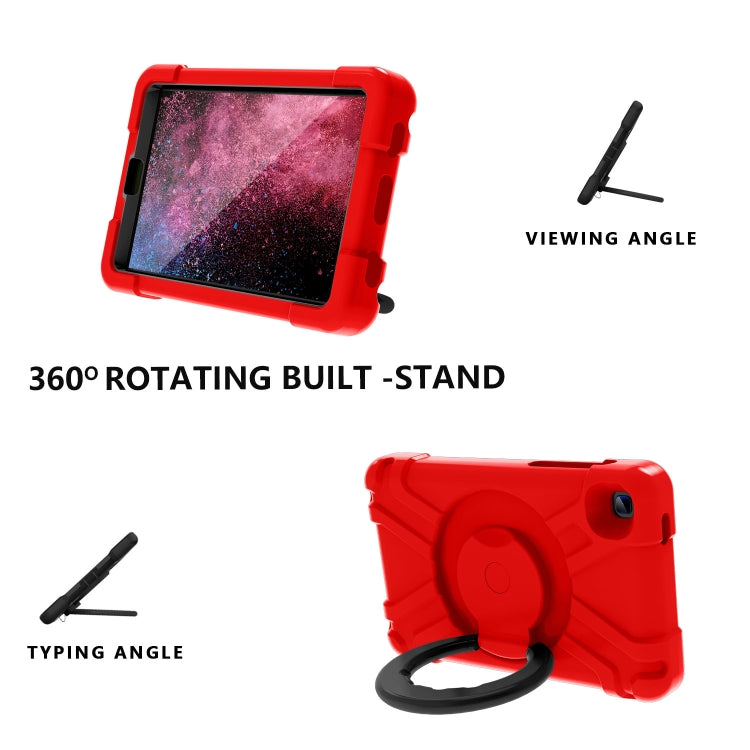 For Galaxy Tab A7 Lite T220/T225 PC + Silicone Shockproof Combination Case with 360 Degree Rotating Holder & Handle(Red+Black) - Tab A7 Lite T220 / T225 by buy2fix | Online Shopping UK | buy2fix