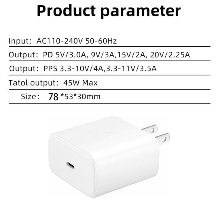 M135 45W USB-C / Type-C Port Fast Charger, US Plug(White) - Mobile Accessories by buy2fix | Online Shopping UK | buy2fix