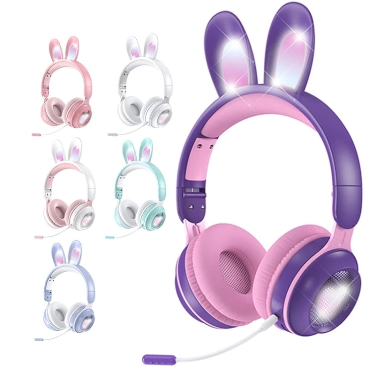 KE-01 Rabbit Ear Wireless Bluetooth 5.0 Stereo Music Foldable Headset with Mic For PC(Taro Purple) - Headset & Headphone by buy2fix | Online Shopping UK | buy2fix