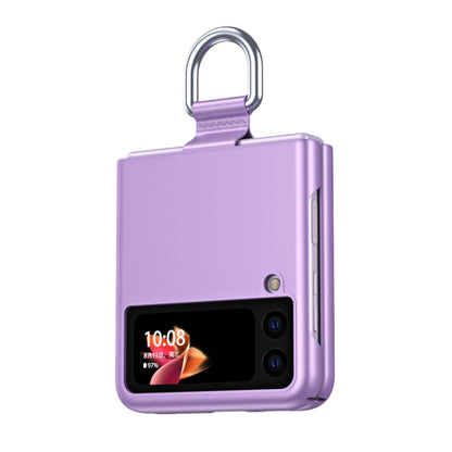For Samsung Galaxy Z Flip3 5G Skin Feel Folding Phone Case with Drawstring Key Chain(Purple) - Samsung Accessories by buy2fix | Online Shopping UK | buy2fix