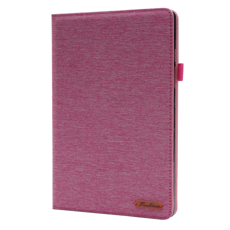 For Samsung Galaxy Tab A8 10.5 2021 Horizontal Flip Fabric PU Leather Tablet Case with Card Slots & Holder(Rose Red) - Samsung Accessories by buy2fix | Online Shopping UK | buy2fix