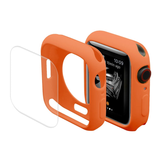 ENKAY Hat-Prince Protective TPU Watch Case + Full Coverage PET Screen Protector Film For Apple Watch Series 8 / 7 41mm(Orange) - Watch Cases by ENKAY | Online Shopping UK | buy2fix