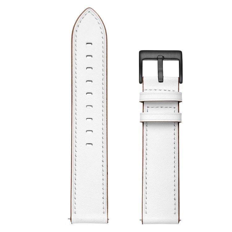 For Huawei Watch GT3 42mm / Watch GT2 42mm First Layer Leather Sewing Thread Watch Band (White) - Smart Wear by buy2fix | Online Shopping UK | buy2fix