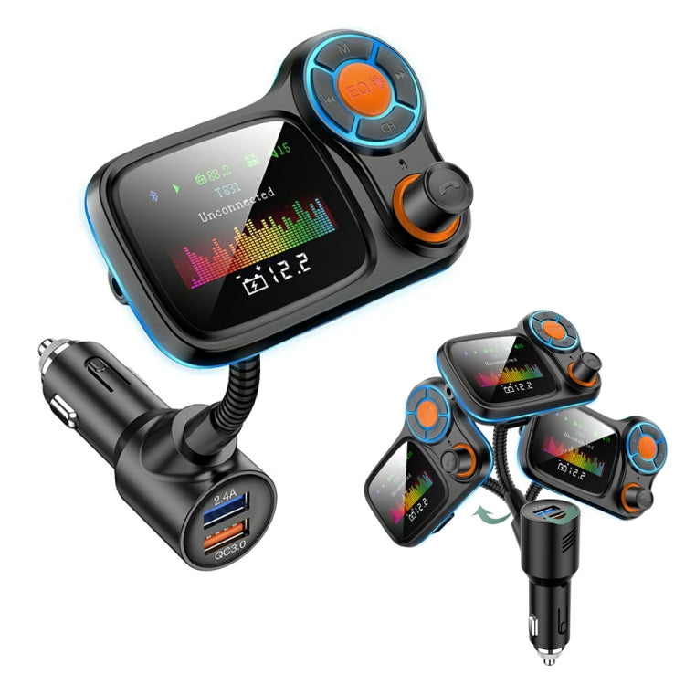 T831 Bluetooth 5.0 Car FM Transmitter Colorful Adapter Car MP3 Player - In Car by buy2fix | Online Shopping UK | buy2fix