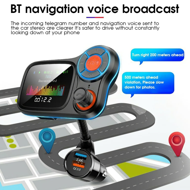 T831 Bluetooth 5.0 Car FM Transmitter Colorful Adapter Car MP3 Player - In Car by buy2fix | Online Shopping UK | buy2fix