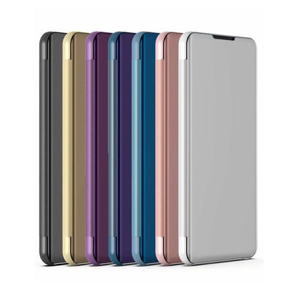 For Samsung Galaxy A73 5G Plated Mirror Flip Leather Case with Holder(Gold) - Samsung Accessories by buy2fix | Online Shopping UK | buy2fix