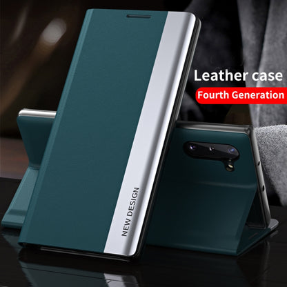 For Samsung Galaxy A73 5G Side Electroplated Magnetic Flip Leather Case with Holder(Green) - Samsung Accessories by buy2fix | Online Shopping UK | buy2fix