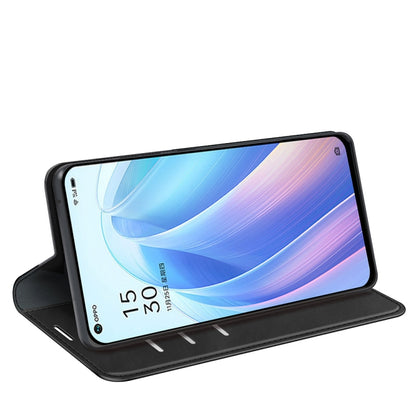 For OPPO Reno 7 5G Retro-skin Magnetic Suction Leather Phone Case(Black) - OPPO & vivo Accessories by buy2fix | Online Shopping UK | buy2fix