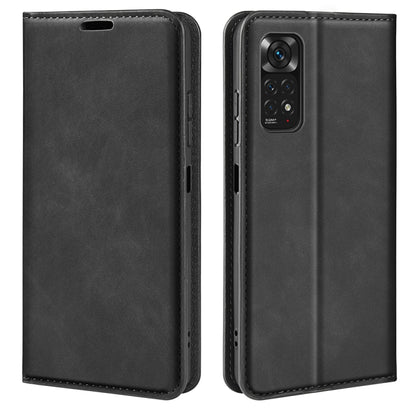 For Xiaomi Redmi Note 11 4G / Note 11S Retro-skin Magnetic Suction Leather Phone Case(Black) - Xiaomi Accessories by buy2fix | Online Shopping UK | buy2fix