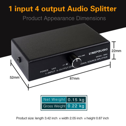 1 In 4 Out Audio Frequency Signal Splitter Distribute Device, Non Consumption, 3.5mm Interface Output - Consumer Electronics by buy2fix | Online Shopping UK | buy2fix